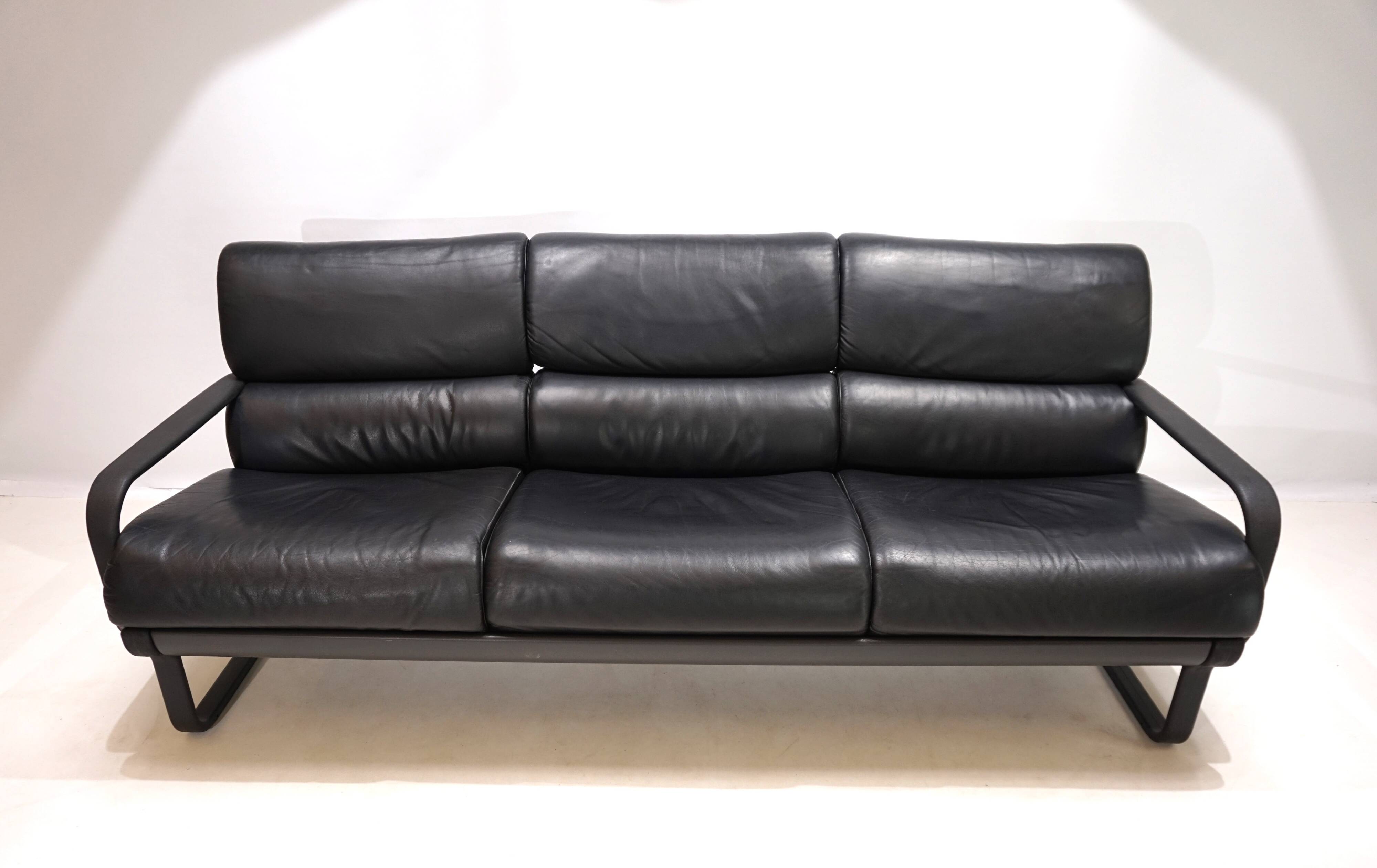 Drabert Lobbytop three-seater leather sofa by Otto Zapf, 1979
