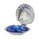 Vintage Blue Glass Queen Anne Scallop Shell Butter Dish