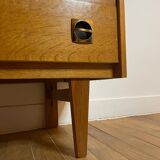 Vintage wooden chest of drawers with compass feet