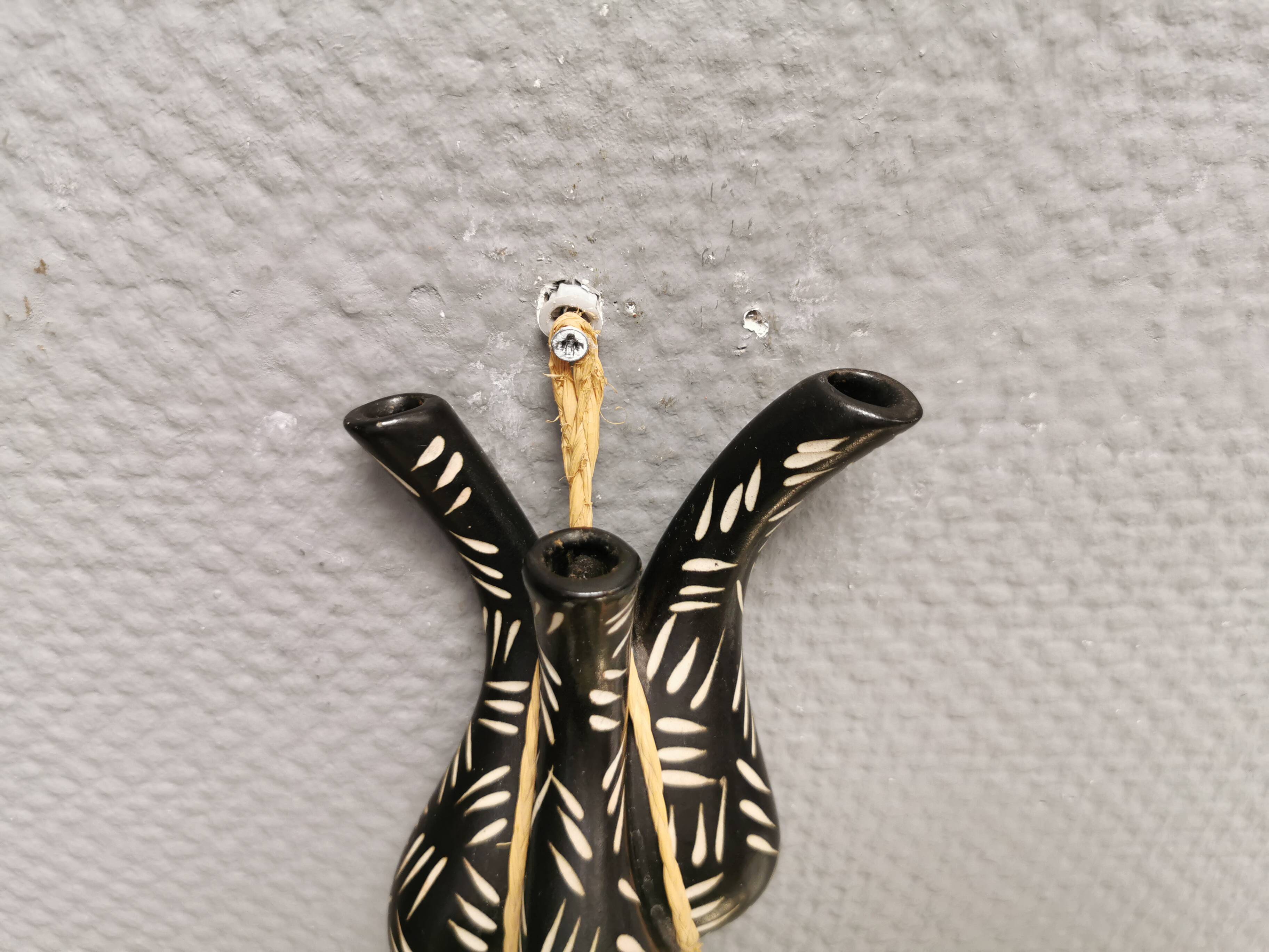 Wall-mounted vase for three small flowers by Loholt ceramics Denmark 70-80s