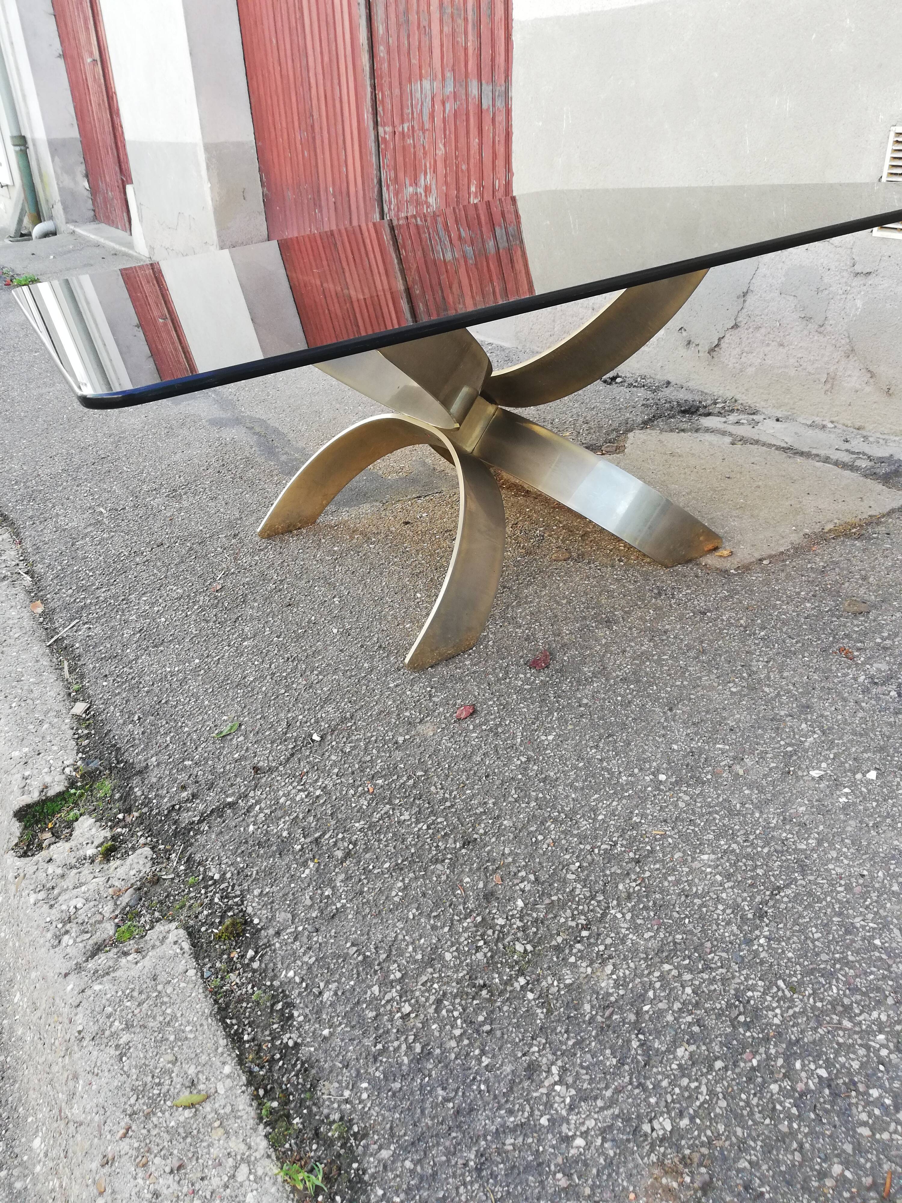 Vintage metal coffee table and smoked glass