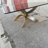 Vintage metal coffee table and smoked glass