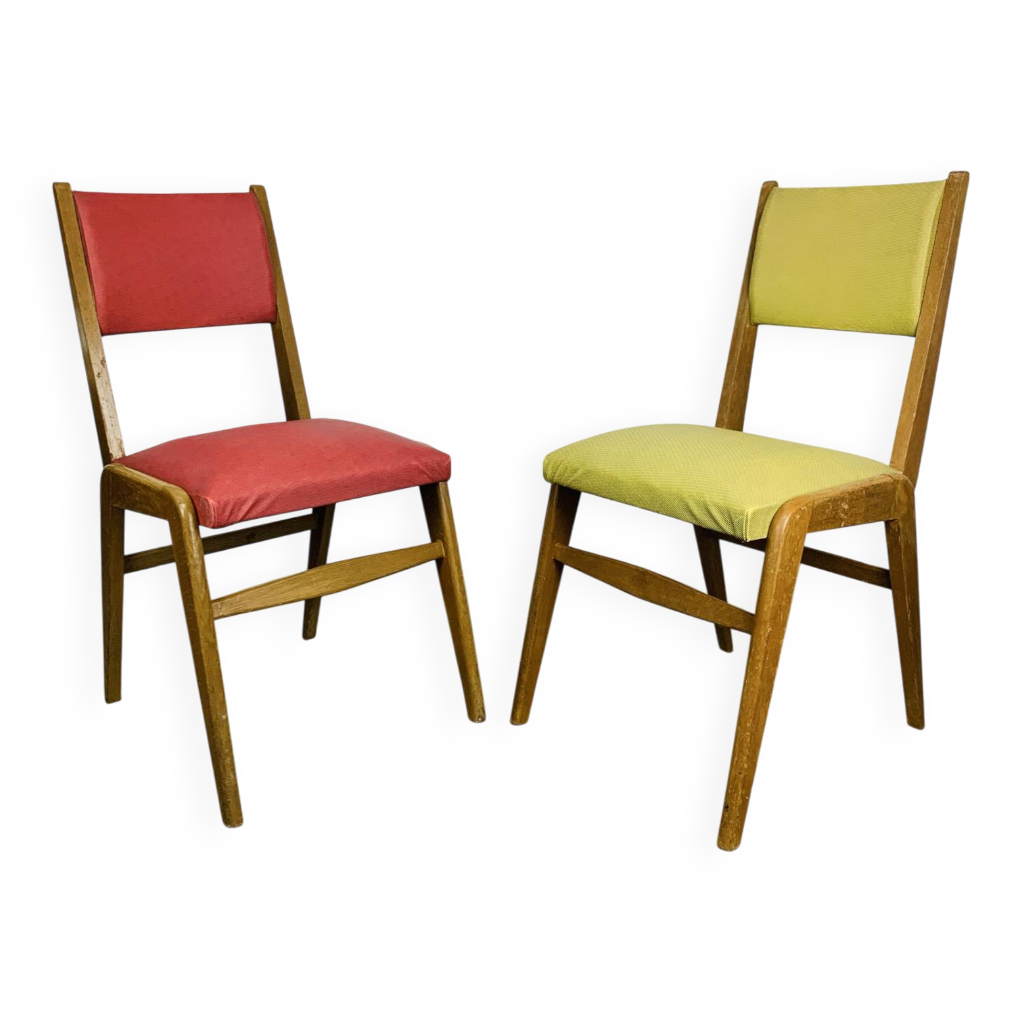 Pair of 50's style reconstruction chairs, wood