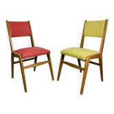 Pair of 50's style reconstruction chairs, wood