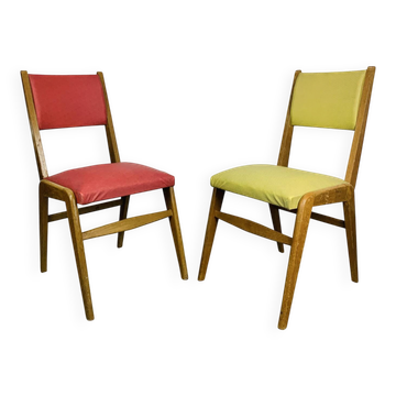 Pair of 50's style reconstruction chairs, wood