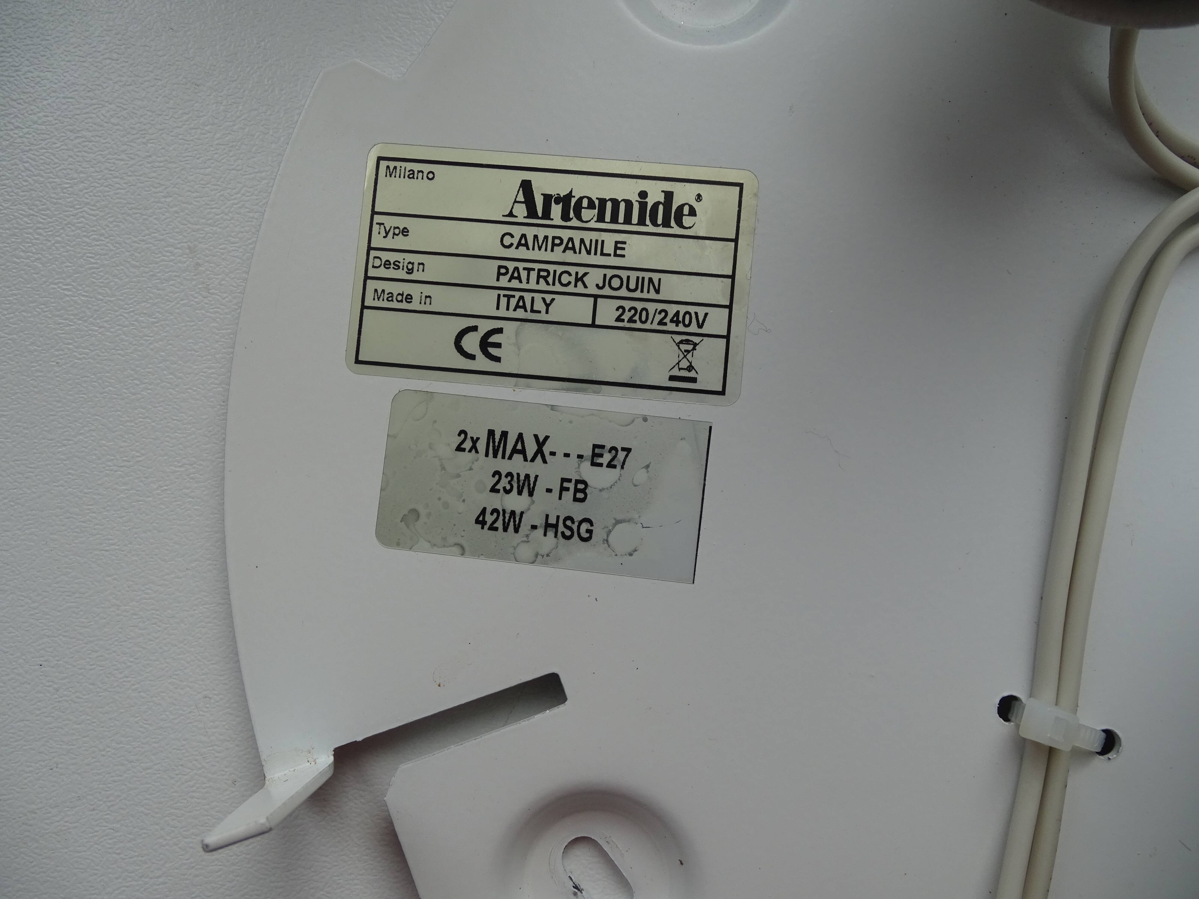 ARTEMIDE 1980 oval design wall light by Patrick Jouin orange/white 1