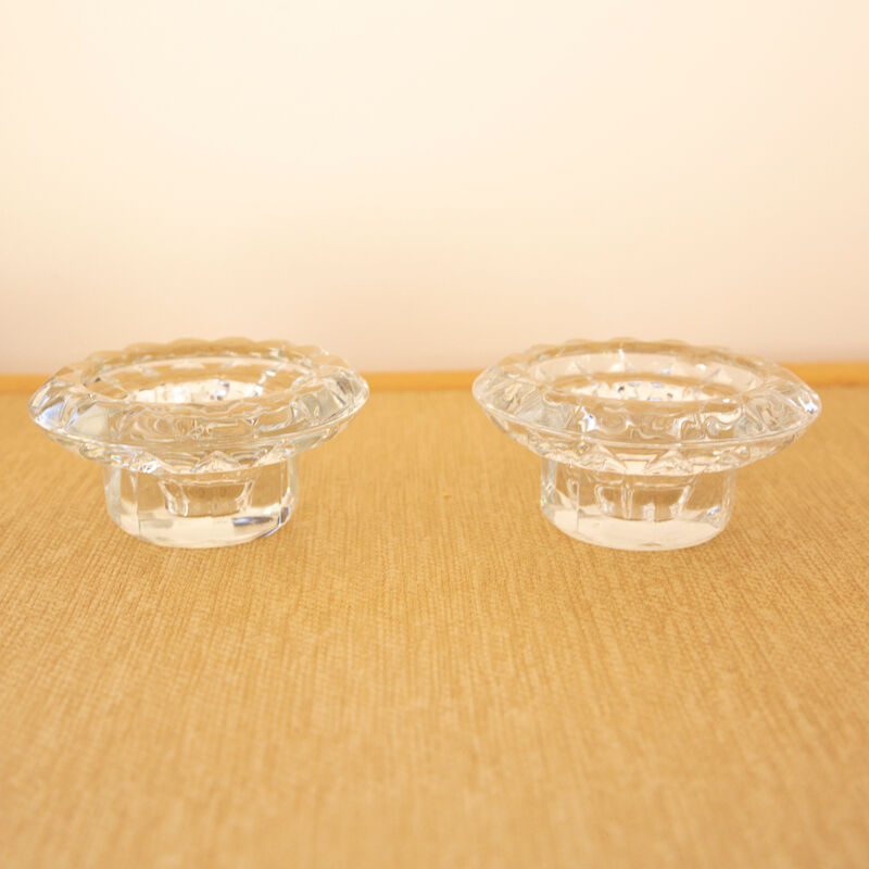 2 clear glass candle holders from Reims