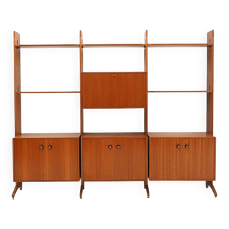 Library with wooden uprights by A.V. Contemporary Furnishings, 1960s.