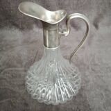 Glass and silver metal wine carafe