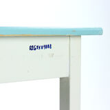 Table de ferme en bois blanc et turquoise tchécoslovaque, années 1950