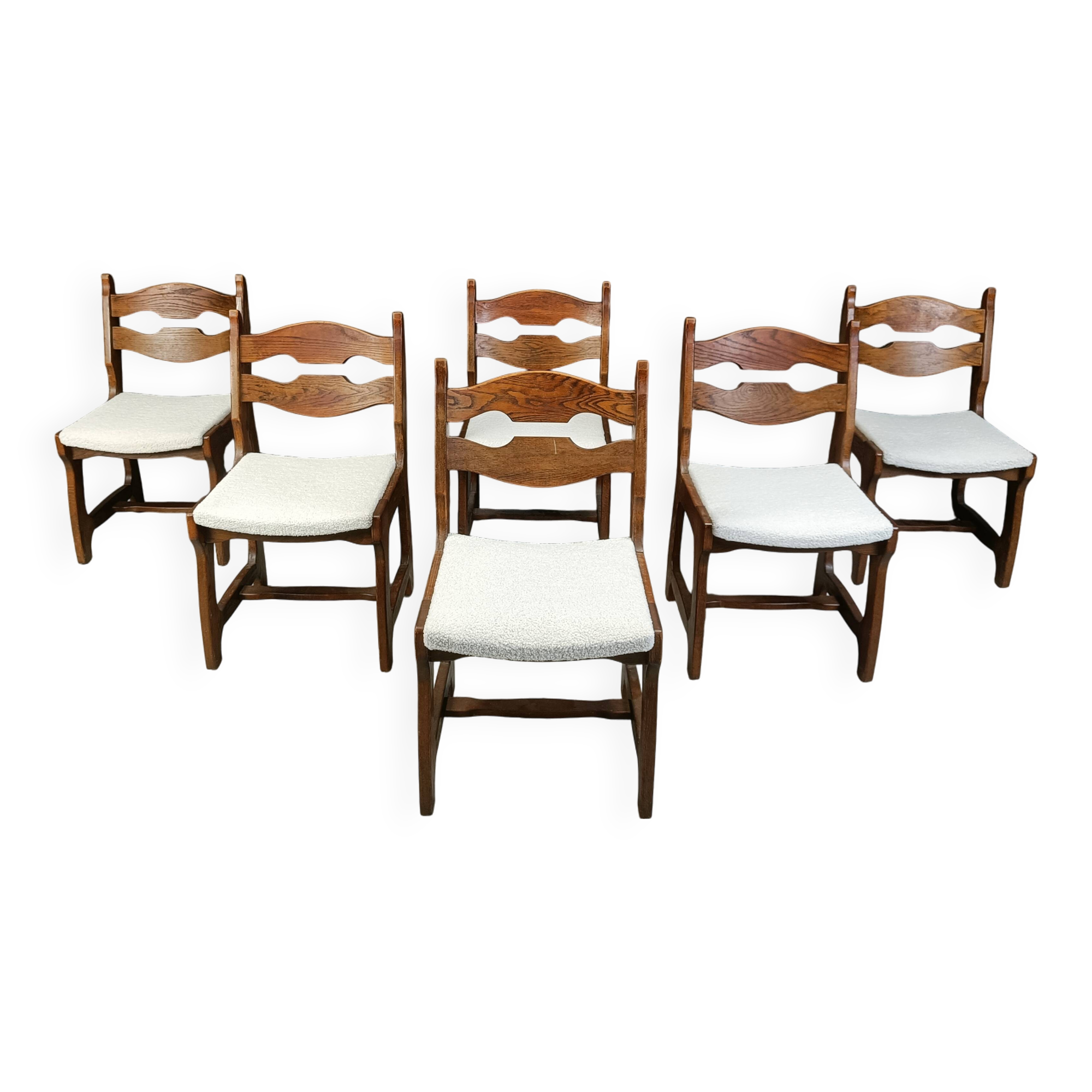 Set of 6 brutalist dining chairs, 1970s