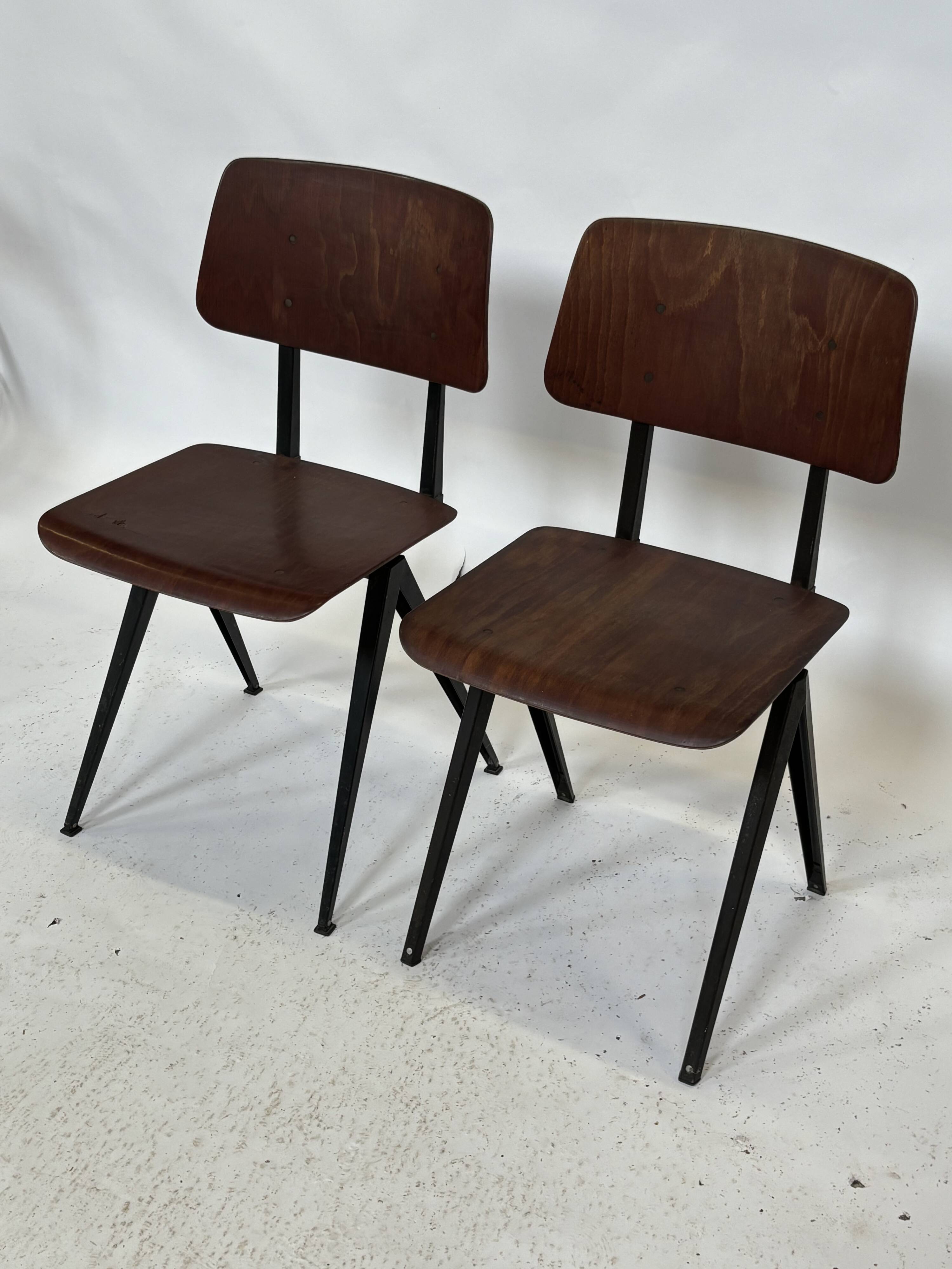 Set of 4 vintage school chairs Galvanitas S16 Netherlands Design