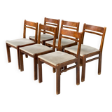 6 chaises Scandinaves Baumann bois massif et tissu beige
