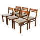 6 Scandinavian Baumann chairs in solid wood and beige fabric.