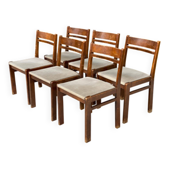 6 chaises Scandinaves Baumann bois massif et tissu beige