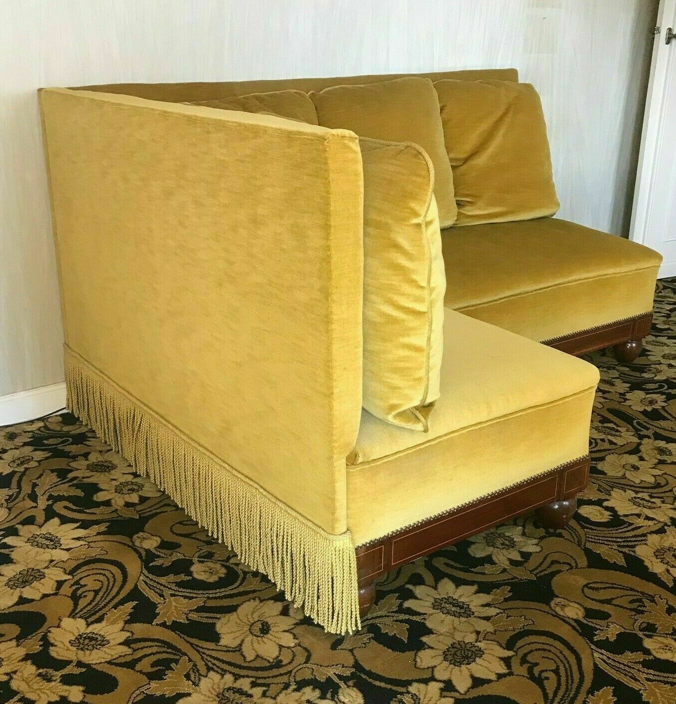 20th century mahogany veneer angle sofa