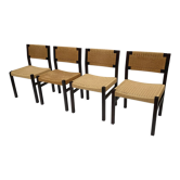 Vintage dining room chairs with papercord seat / 1970 design