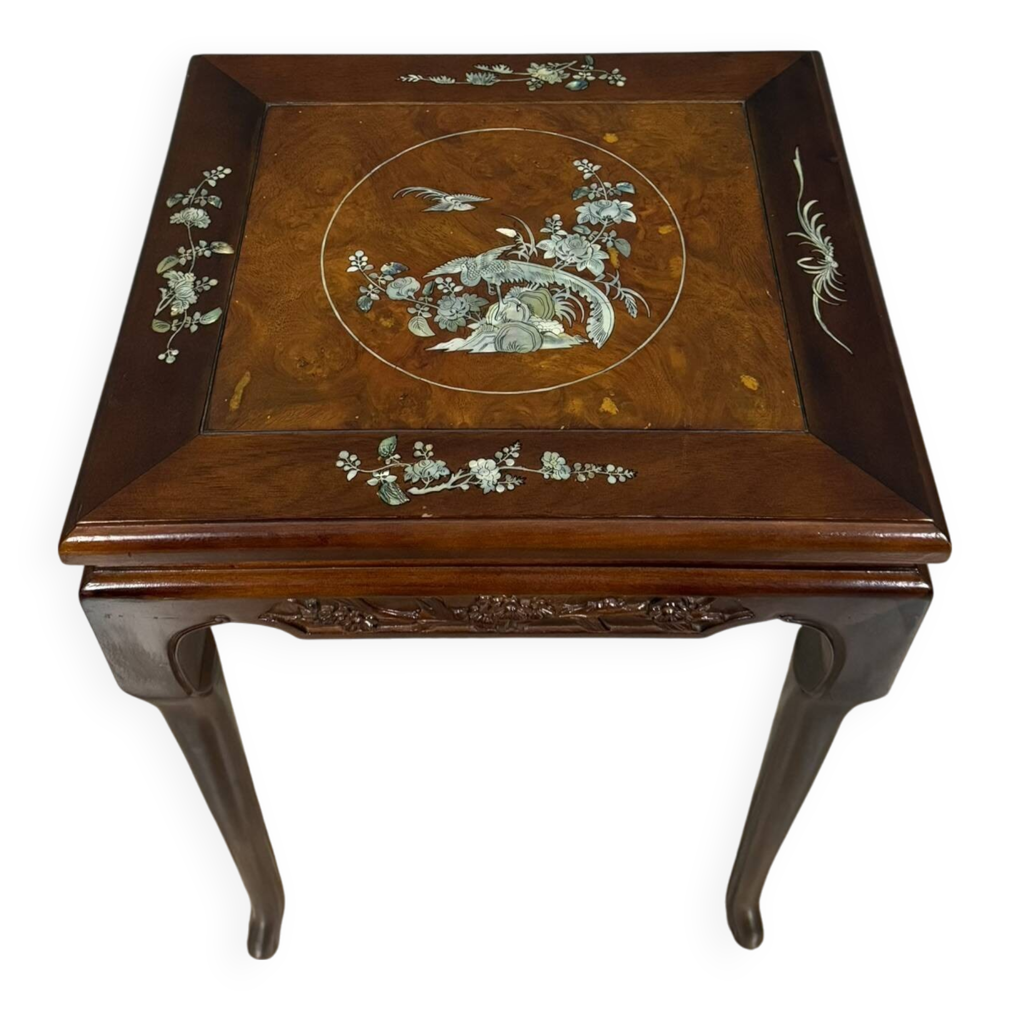 China 20th century: mahogany and burl saddle circa 1950