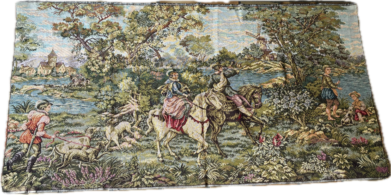 Grande tapisserie, scène de chasse à courre, XXe