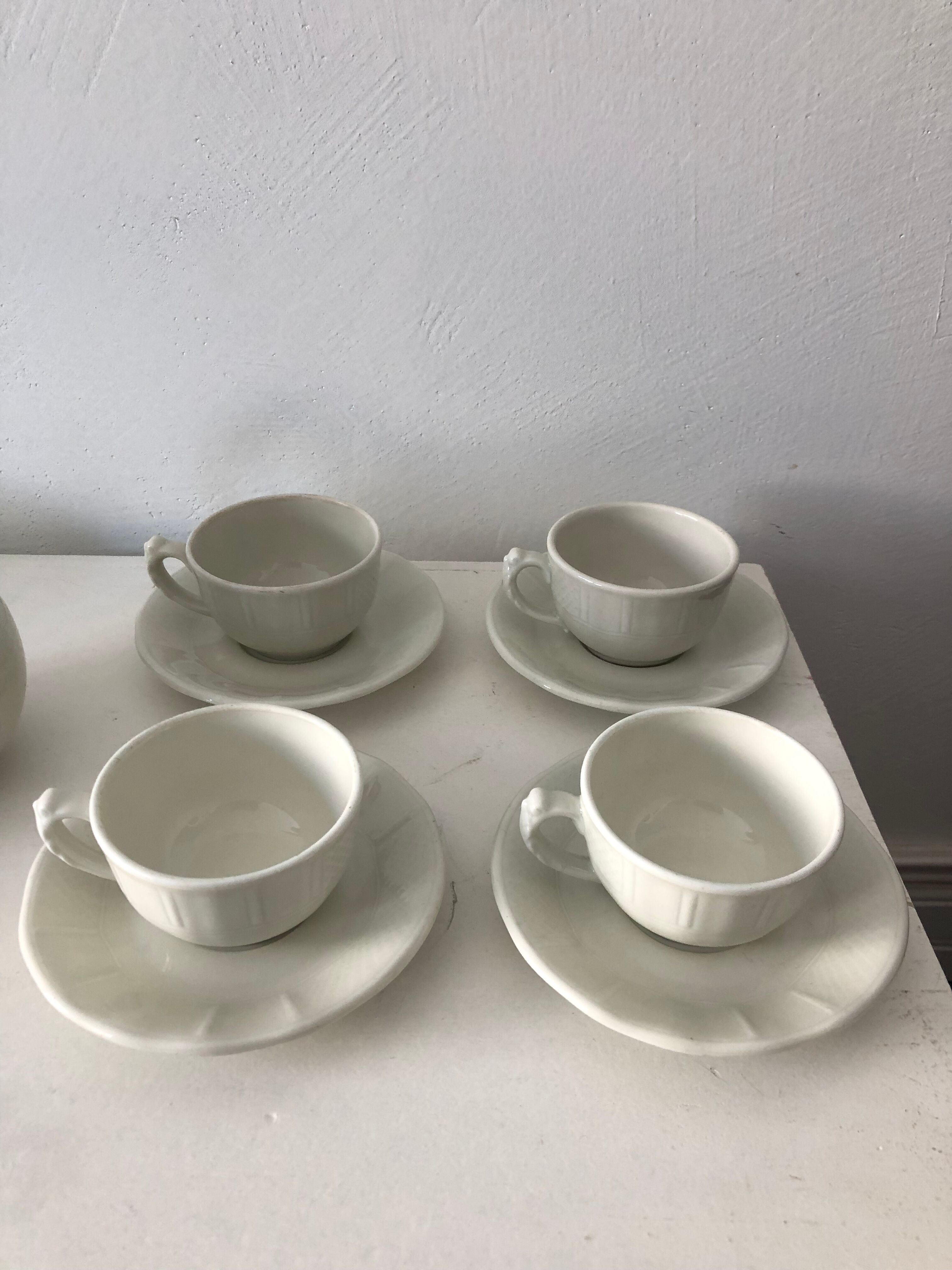 Coffee, cups, Bernardaud Limoges porcelain service.
