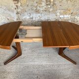 Extendable Scandinavian style dining table with double elongations by Maison Ducau, Circa 1970