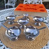 Lot de 6 bols à dessert vintage en acier inoxydable avec 5 cuillères