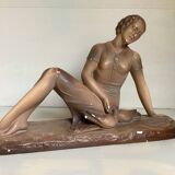Statue la femme aux oiseaux signée art déco