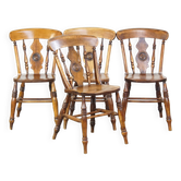 Antique set of 4 wooden dining chairs from the 19th century