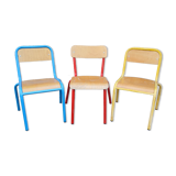 Set of three vintage children's school chairs