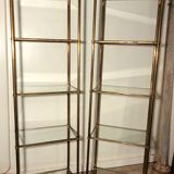 Pair of brass and gilded bronze shelves feet lion's feet