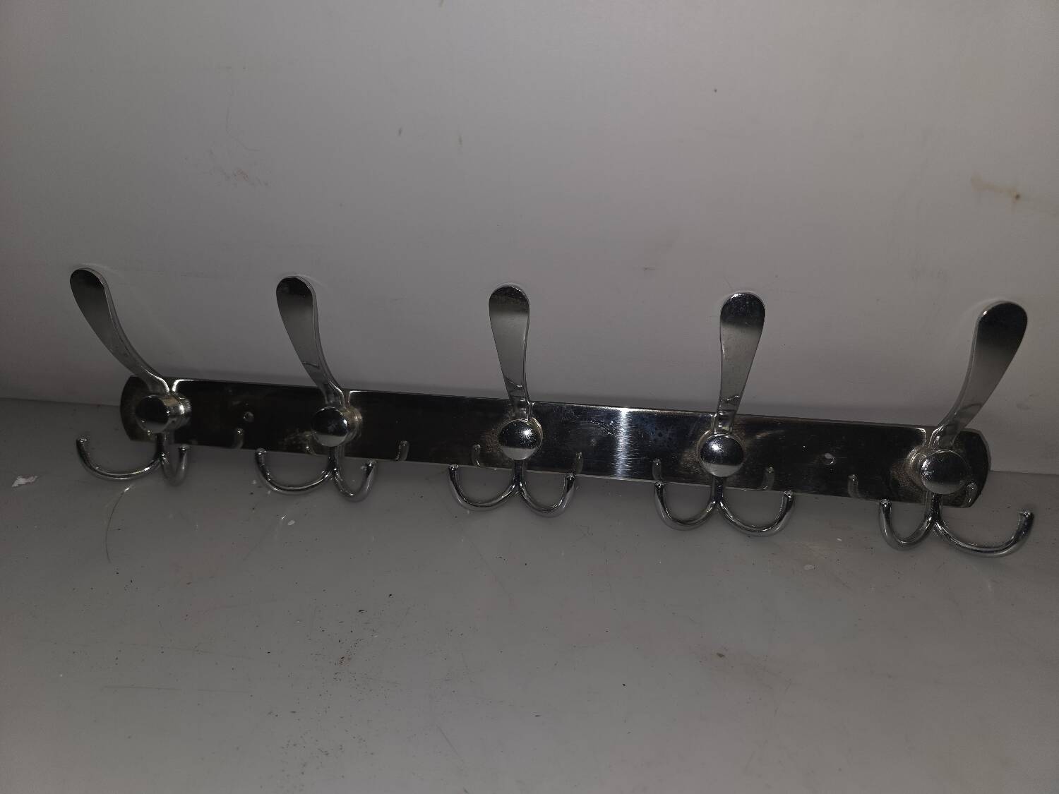 Chrome coat rack with 5 hooks