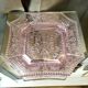 Octagonal plate pink glass portieux decor foliage decor pearl
