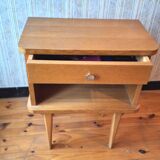 Blond wood bedside table