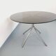 Vintage dining table in smoked glass plexiglass and chrome metal.