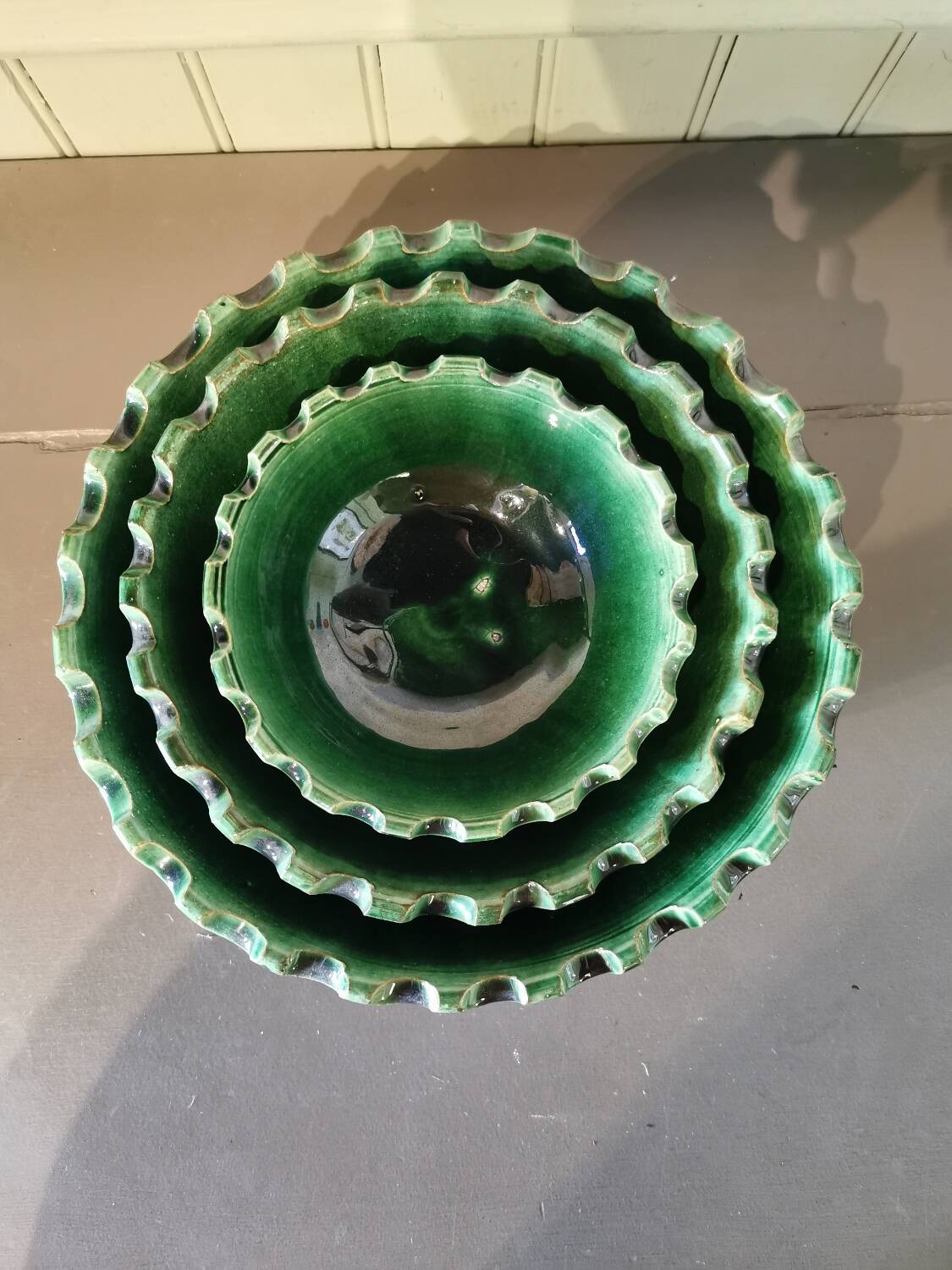 Set of 3 green salad bowls Morocco