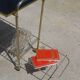 Serving trolley, vinyl record holder in golden brass