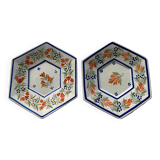 Pair of hexagonal plates Henriiot Quimper
