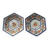 Pair of hexagonal plates Henriiot Quimper