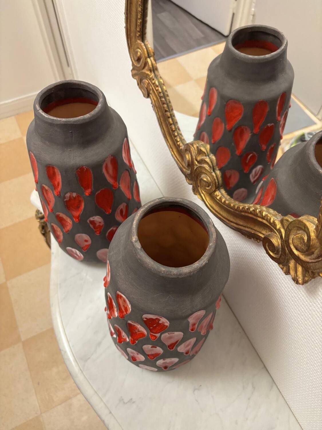 Pair of "drippy" ceramic vases by Tyson LONDON