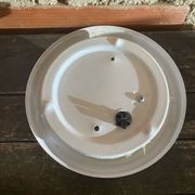 Vintage Round Ceiling Light Moulded Glass + White Metal Surround #D90
