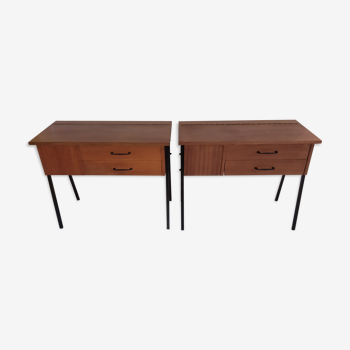 Paire de 2 tables de chevets en bois