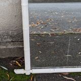 Large wooden mirror with bamboo effect painted in white, bohemian country decor