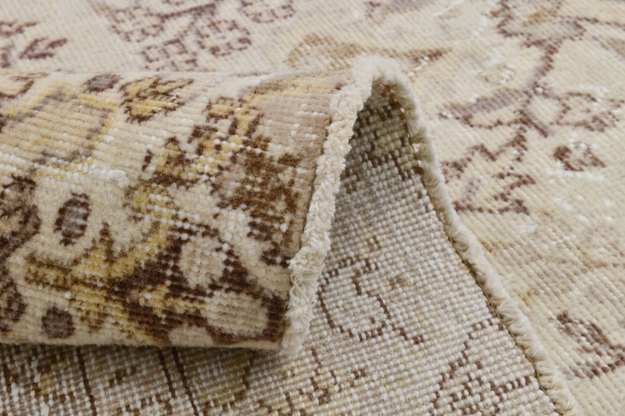 5x9 Vintage Brown Cream Classic Turkish Rug, 165x284Cm