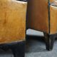 Pair of vintage sheep leather Art Deco armchairs by Bart van Bekhoven
