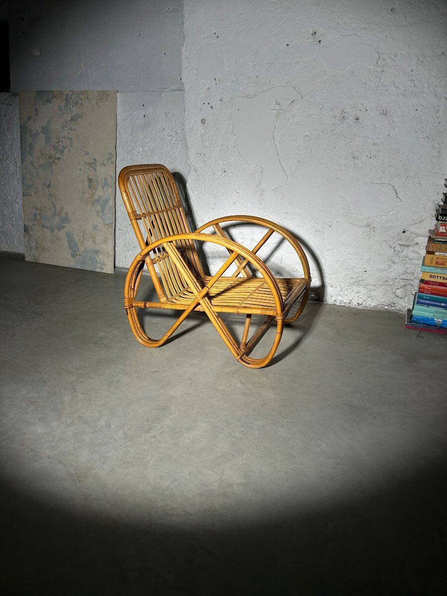 3 fauteuils en rotin attribués à Paul Frankl