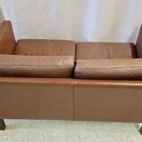 Danish vintage 2 seater brown leather sofa  1960s