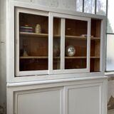 Library showcase ivory white sliding doors