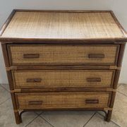 Vintage 1970s bamboo rattan 3-drawer chest of drawers.
