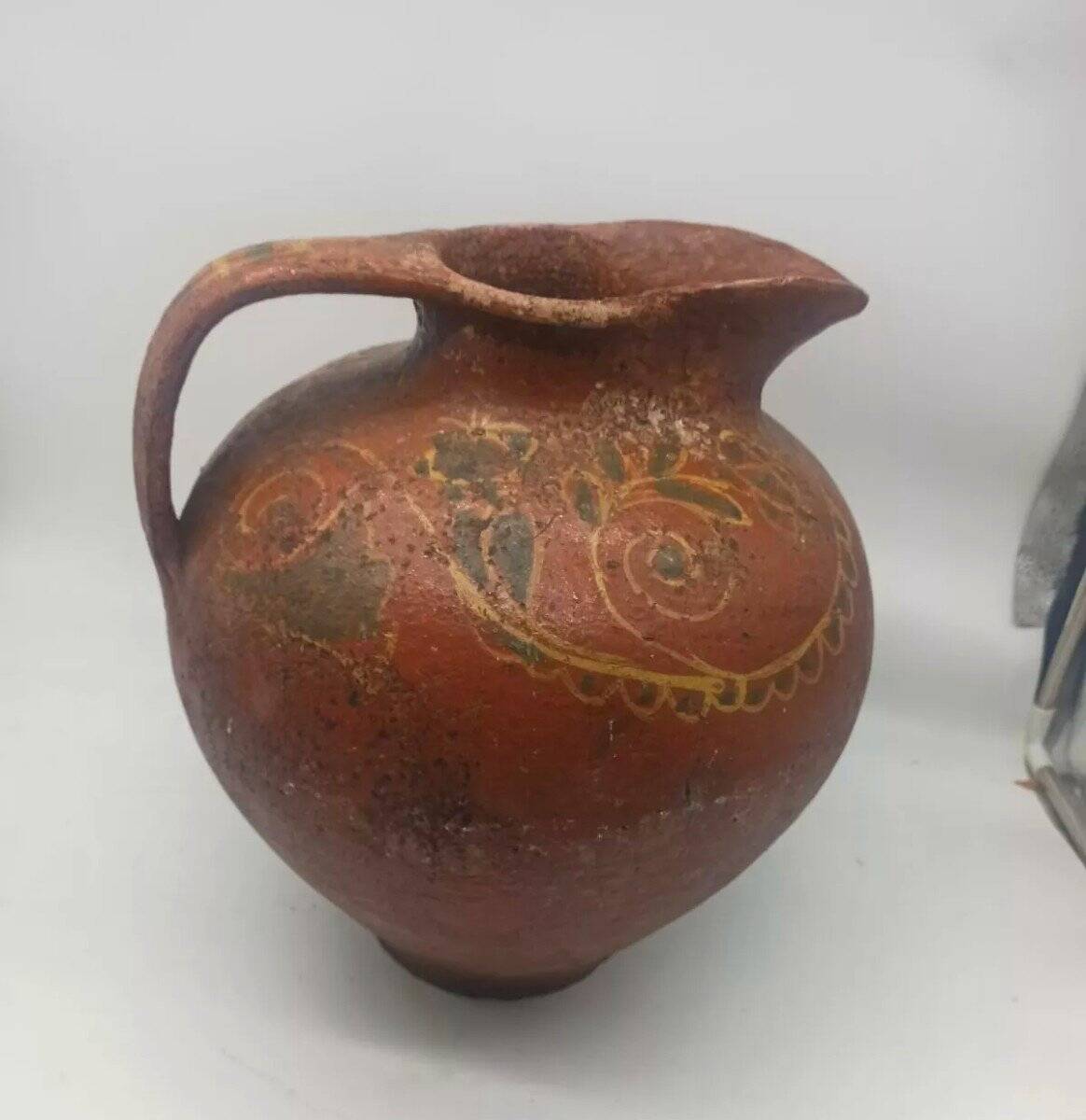 Vase, pichet ancien en terre cuite vernissée, Toscane Italie XVIIème siècle