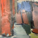 Vintage Modernists Oil Painting Still Life With Red Bottle, Signed Falck